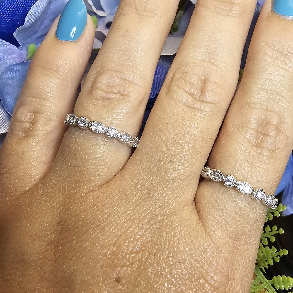 Diamonique Stack Rings - Picture 3 of 9